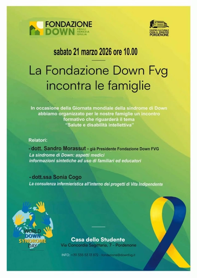 Salute e disabilità intellettiva: un incontro per famiglie e caregiver promosso da Fondazione Down FVG